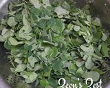 A picture of step 1 of Anda Bhurji with Fresh Drumstick Leaves.