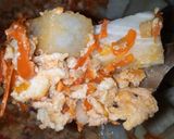 A picture of step 5 of Yam with egg sauce.