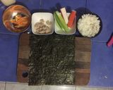 A picture of step 1 of Tuna gimbap.