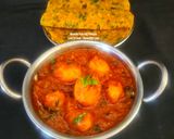 A picture of step 10 of Lasaniya Batata With Methi Thepla - Spicy Garlicky Potato Curry With Thepla - Gujarati Cuisine.