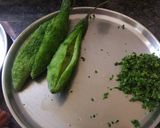 A picture of step 1 of Stuffed karele with Raw mango.