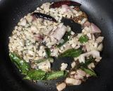 A picture of step 3 of Gongura Chepala Pulusu (Andhra style Fish Curry with Sorrel Leaves).