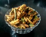 A picture of step 6 of Kurkuri bhindi.
