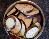 A picture of step 1 of Eggplant fry/ Baigan fry/ Aubergine pan fry.