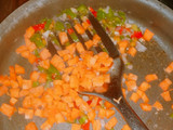 Vegetable stir fried rice with sausages