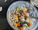 A picture of step 1 of Bell pepper tandoori mayonnise sandwich.
