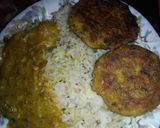 A picture of step 4 of Daal chawal with cutlus.