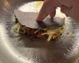 A picture of step 8 of Smoky QuesadillasChicken & chorizo /Jackfruit & veggie sausages.