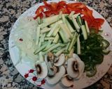A picture of step 1 of Ramen Noodles with Vegetables and Shrimp.