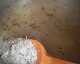 A picture of step 6 of Teragon steaks with garlic rice and vegs.