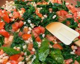 A picture of step 3 of Brown Rice with Beans and Spinach.