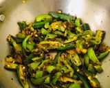A picture of step 3 of Bhindi Capsicum Masala.