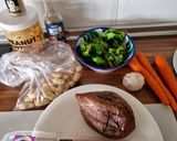 Foto del paso 1 de la receta Wok de verduras con pavo y un toque a cacahuete 🥜