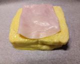 A picture of step 2 of Fluffy's ham egg and cheese baked big sandwich.
