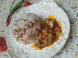 Rice and beans with sauce