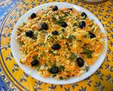 A picture of step 18 of Couscous with Tuna, Vegetables, Mint, and Black Olives.