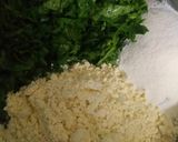 A picture of step 1 of Spinach Vadi.
