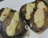 Foto del paso 7 de la receta: Sandwich de berenjena, pollo bbq y queso🧀🌯🥙🍆