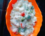 A picture of step 4 of Cheesy Macaroni Pasta with Veggies.