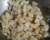 A picture of step 3 of Puri, Aloo Posto, and Halwa.