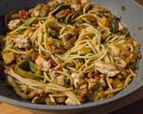 A picture of step 6 of Chicken, Vegetable, and Spaghetti Stir-Fry.