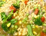 A picture of step 2 of Green Veggie Maggi with Sweet and Savory Salsa.