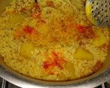 A picture of step 2 of Aloo chawal.