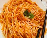 A picture of step 4 of Spaghetti Bolognese.