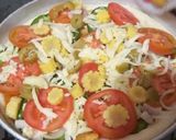 A picture of step 5 of Veggie chicken pizza.