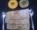 A picture of step 6 of Farali dosa with Farali Bhaji and Farali Tomato chutney.