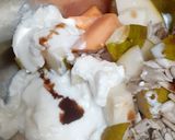 A picture of step 1 of Papaya Pear Coconut Smoothie with Roasted Sunflower Seeds.