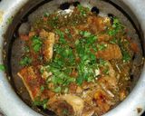 A picture of step 4 of Hari Sabzi wala Saag with Machli ❤.