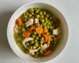A picture of step 6 of "Busy Mom"  Quick and easy Pea, Carrot & Chicken Stew (vegan friendly).