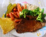 รูปขั้นตอนการทำที่ 9 ของ สเต็กถาด ซอสBBQ