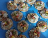 A picture of step 3 of Indian pizza style sevpuri.