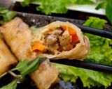 Hình bước làm 6 của món Bánh tráng chiên nhân thịt băm và phô mai chấm sốt mù tạt mật ong