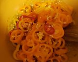 A picture of step 3 of Mini bell pepper roundels in  gram flour.