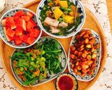 Hình bước làm 5 của món Tép ram thịt mặn ngọt “Canh bí đỏ nấu sườn non.Bữa cơm đầy đủ “