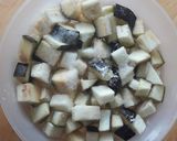 A picture of step 3 of Busiate with Swordfish, Eggplant, and Mint.