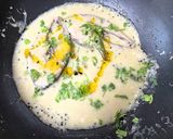 A picture of step 5 of Ilish Macher Malai Curry (Hilsa Fish in Coconut milk gravy) Bengali lunch.