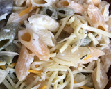 Foto del paso 4 de la receta: Pasta con salsa de anacardos y cebolla tierna, y almejas al ajillo. Vegetariana 🌱 o no
