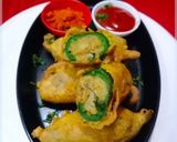A picture of step 6 of Mirchi pakoda.