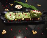 A picture of step 17 of Spinach Crepe Rolls with Chickpea filling served with Banana sauce.