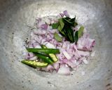 A picture of step 3 of Vazhaipoo (banana blossom) poriyal.