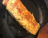 A picture of step 3 of Heart shaped Korean rolled omlette canapé.