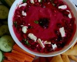 A picture of step 4 of Roasted beetroot and garlic hummus with olive oil toasted bread.