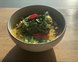 A picture of step 8 of Fish Amok Cambodian lemongrass curry, paleo- & vegan-friendly.