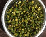 A picture of step 7 of Bhindi sabzi.