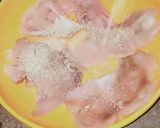 A picture of step 1 of GRILLED FLANK STEAK with green chilli sauce & nutty cheese sauce.