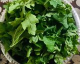 A picture of step 1 of Karela patta tikki (bitter gourd leaves).